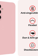 NoXx Hoes Geschikt voor Samsung A35 Hoesje Cover Siliconen Back Case Hoes Met 2x Screenprotector - Lichtroze