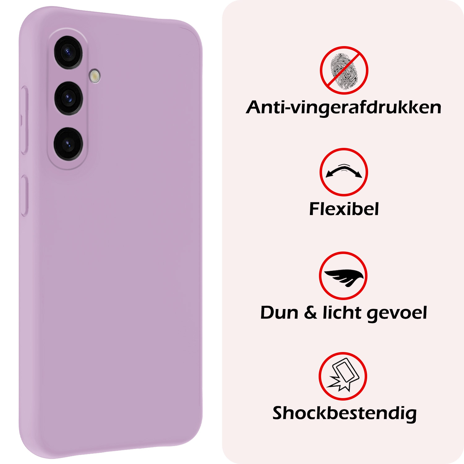 NoXx Hoes Geschikt voor Samsung A35 Hoesje Cover Siliconen Back Case Hoes Met 2x Screenprotector - Lila
