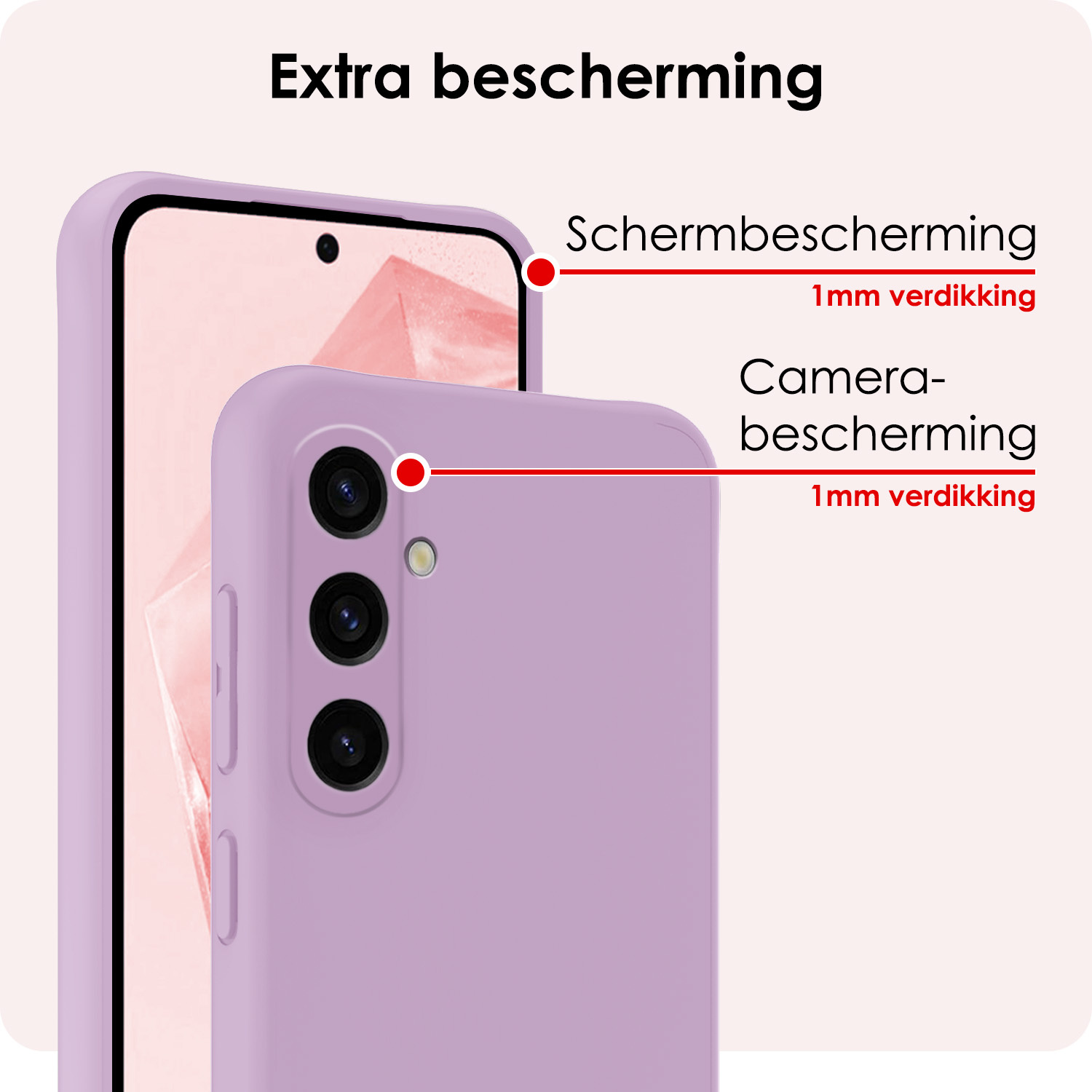 NoXx Hoes Geschikt voor Samsung A35 Hoesje Cover Siliconen Back Case Hoes Met 2x Screenprotector - Lila