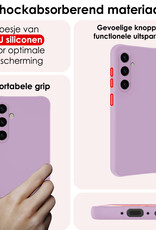 NoXx Hoes Geschikt voor Samsung A35 Hoesje Cover Siliconen Back Case Hoes Met 2x Screenprotector - Lila