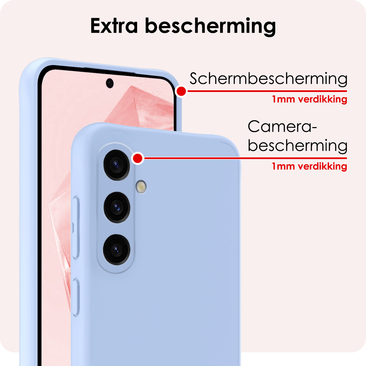 NoXx Hoes Geschikt voor Samsung A35 Hoesje Cover Siliconen Back Case Hoes Met 2x Screenprotector - Lichtblauw