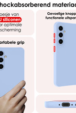 NoXx Hoes Geschikt voor Samsung A35 Hoesje Cover Siliconen Back Case Hoes Met 2x Screenprotector - Lichtblauw