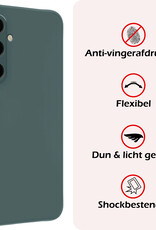 NoXx Hoes Geschikt voor Samsung A35 Hoesje Cover Siliconen Back Case Hoes Met 2x Screenprotector - Donkergroen