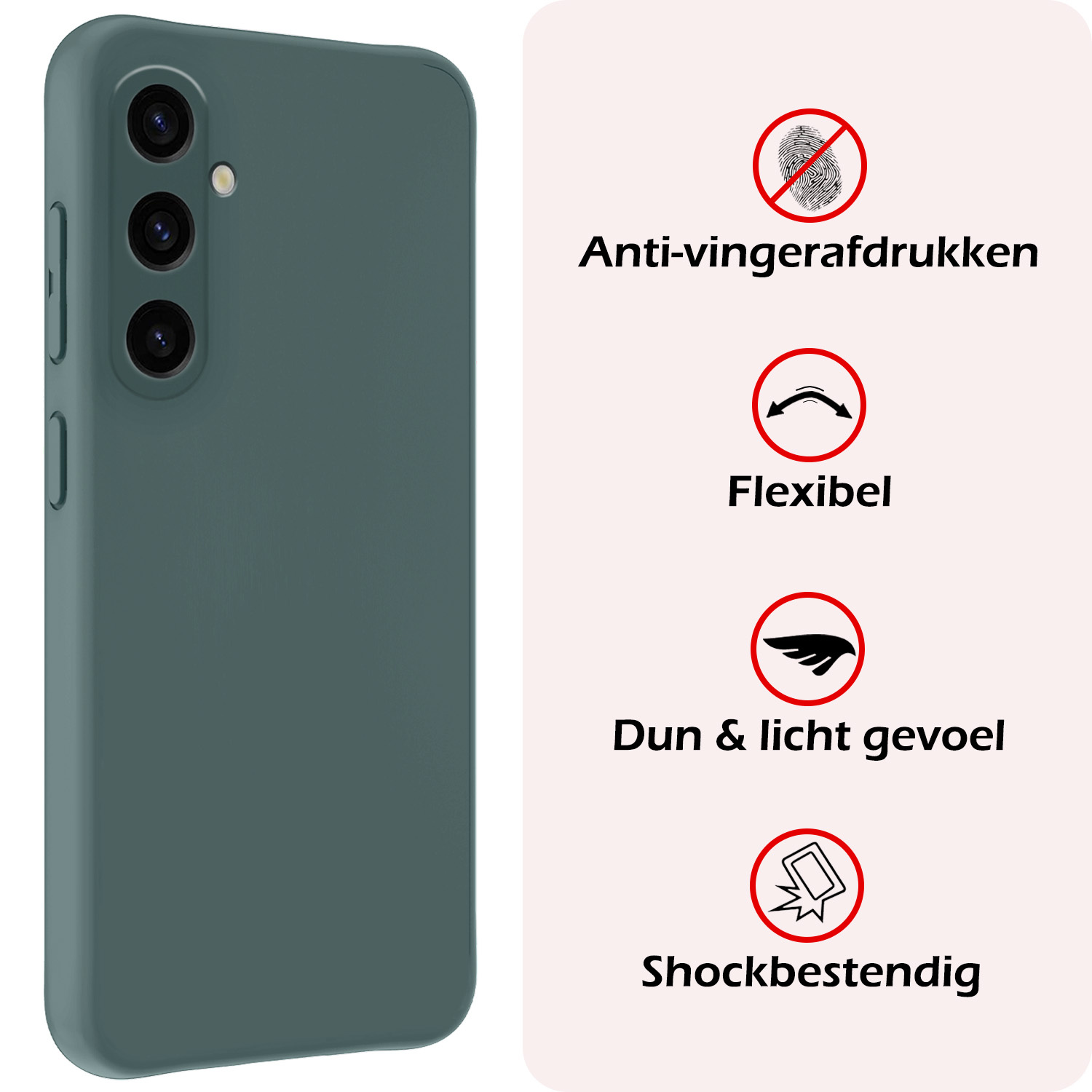 NoXx Hoes Geschikt voor Samsung A35 Hoesje Cover Siliconen Back Case Hoes Met 2x Screenprotector - Donkergroen