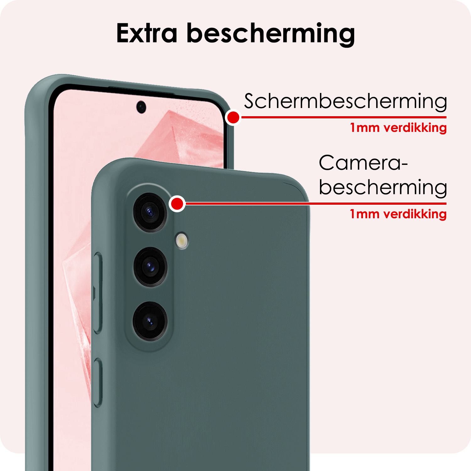 NoXx Hoes Geschikt voor Samsung A35 Hoesje Cover Siliconen Back Case Hoes Met 2x Screenprotector - Donkergroen