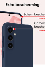 NoXx Hoes Geschikt voor Samsung A35 Hoesje Cover Siliconen Back Case Hoes Met 2x Screenprotector - Donkerblauw
