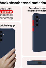 NoXx Hoes Geschikt voor Samsung A35 Hoesje Cover Siliconen Back Case Hoes Met 2x Screenprotector - Donkerblauw