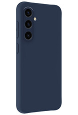 NoXx Hoes Geschikt voor Samsung A35 Hoesje Cover Siliconen Back Case Hoes Met 2x Screenprotector - Donkerblauw