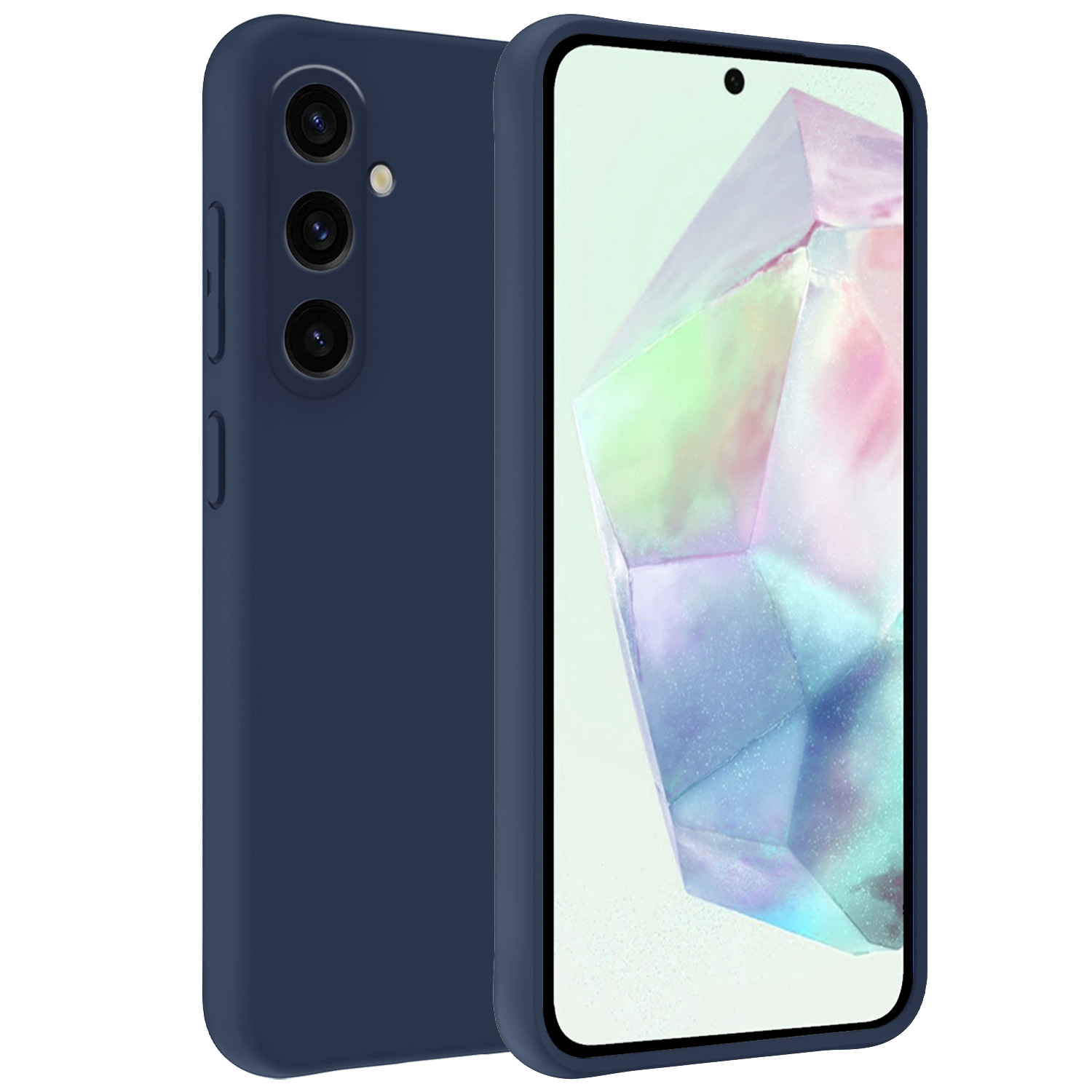 BASEY. Hoes Geschikt voor Samsung A35 Hoesje Siliconen Back Cover Case - Hoesje Geschikt voor Samsung Galaxy A35 5G Hoes Cover Hoesje - Donkerblauw