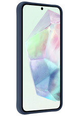 BASEY. Hoes Geschikt voor Samsung A35 Hoesje Siliconen Back Cover Case - Hoesje Geschikt voor Samsung Galaxy A35 5G Hoes Cover Hoesje - Donkerblauw