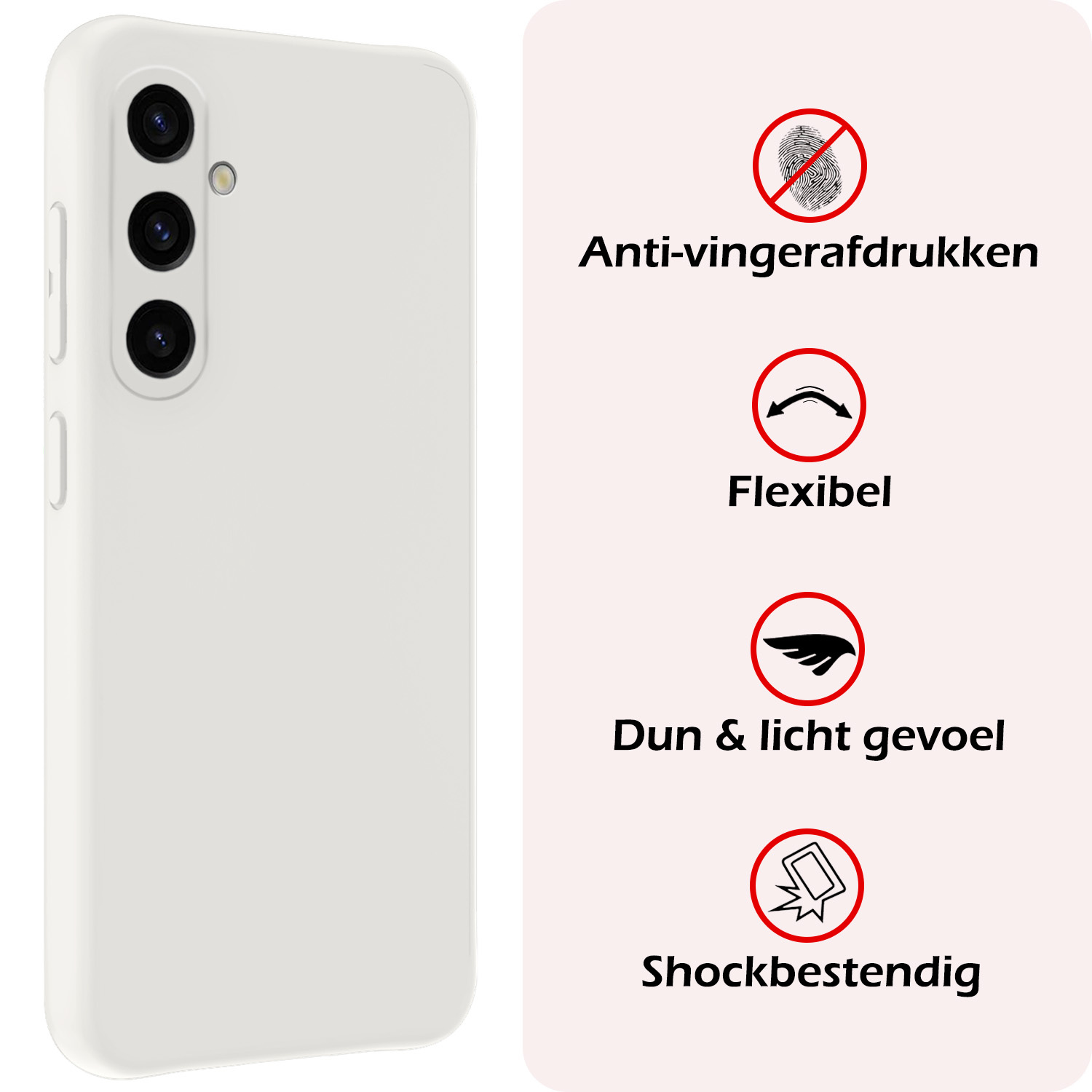 NoXx Hoes Geschikt voor Samsung A35 Hoesje Cover Siliconen Back Case Hoes Met Screenprotector - Wit