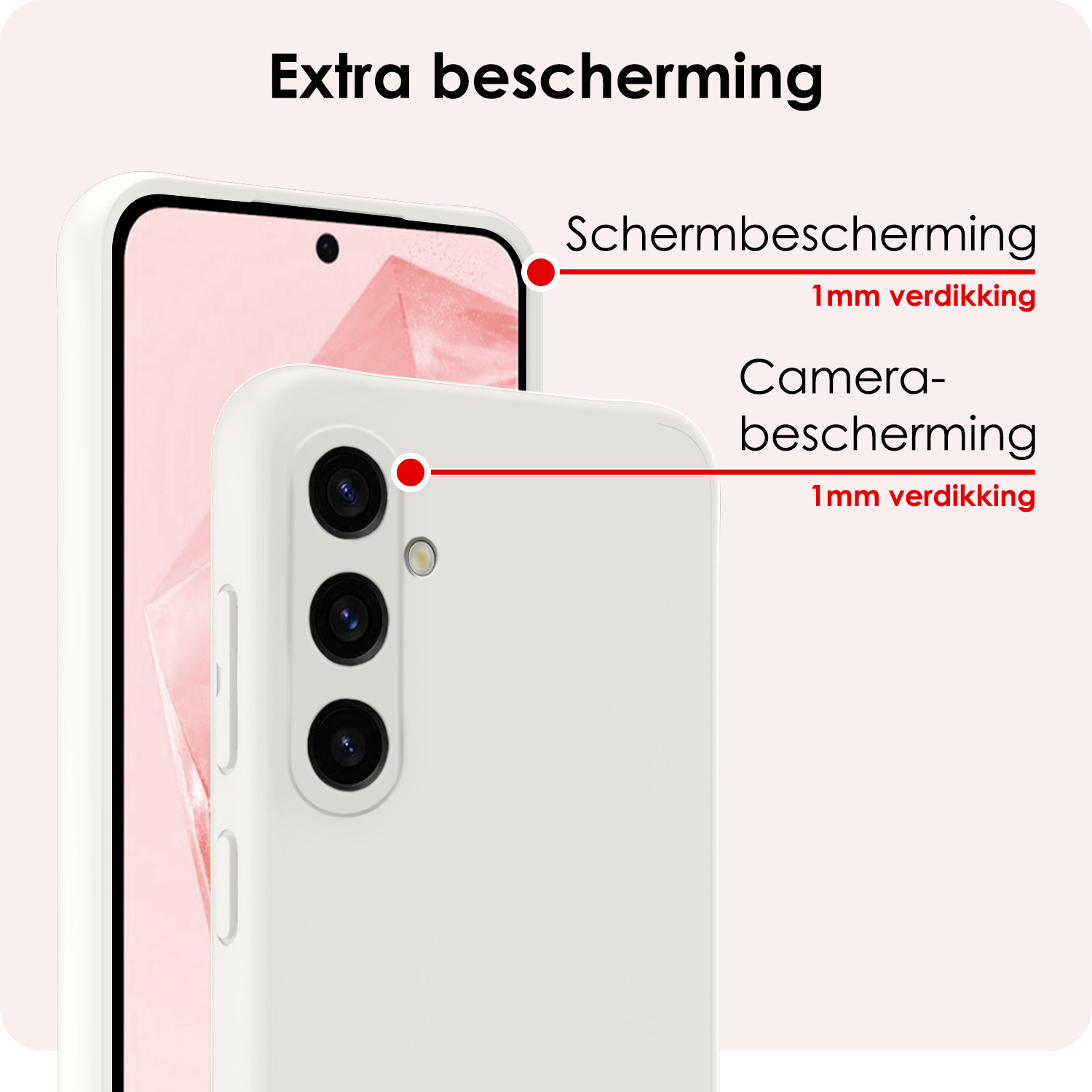 NoXx Hoes Geschikt voor Samsung A35 Hoesje Cover Siliconen Back Case Hoes Met Screenprotector - Wit