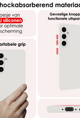 NoXx Hoes Geschikt voor Samsung A35 Hoesje Cover Siliconen Back Case Hoes Met Screenprotector - Wit