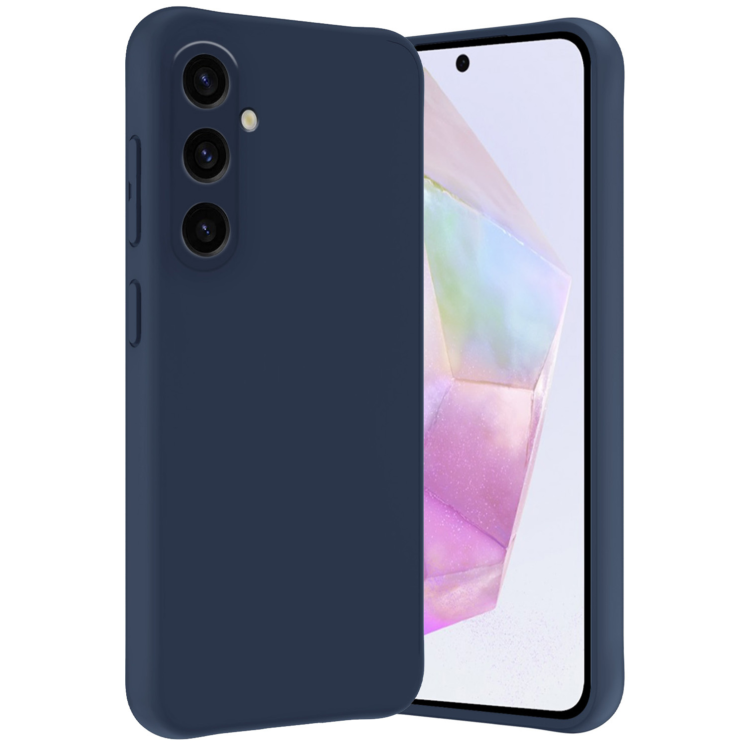 Nomfy Hoesje Geschikt voor Samsung A35 Hoesje Siliconen Cover Case - Hoes Geschikt voor Samsung Galaxy A35 5G Hoes Back Case - Donkerblauw