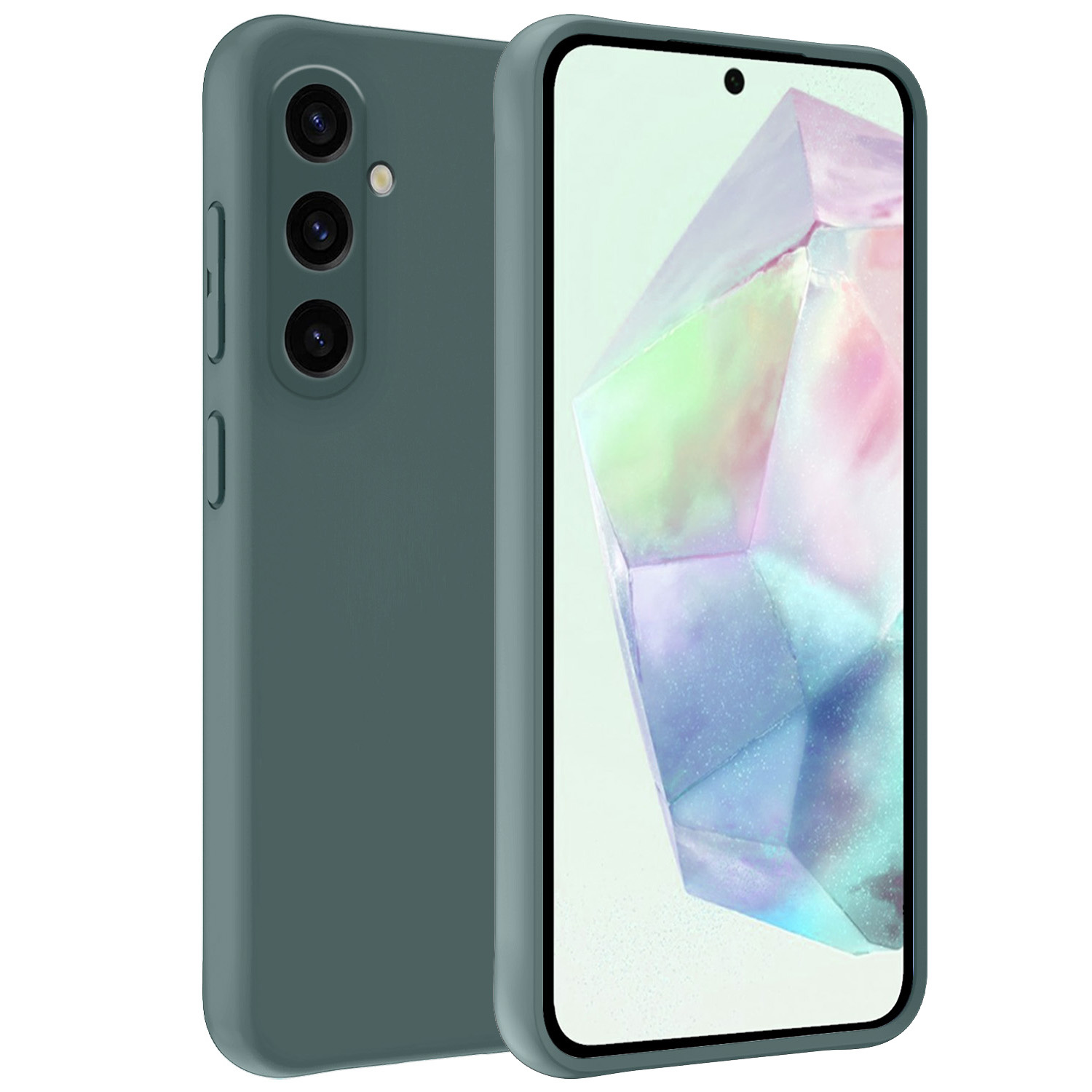 BASEY. Hoes Geschikt voor Samsung A35 Hoesje Siliconen Back Cover Case - Hoesje Geschikt voor Samsung Galaxy A35 5G Hoes Cover Hoesje - Donkergroen