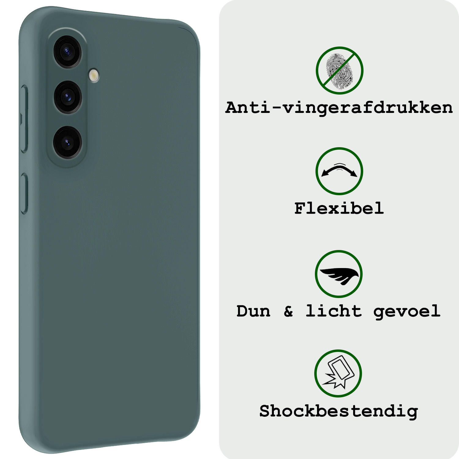 BASEY. Hoes Geschikt voor Samsung A35 Hoesje Siliconen Back Cover Case - Hoesje Geschikt voor Samsung Galaxy A35 5G Hoes Cover Hoesje - Donkergroen