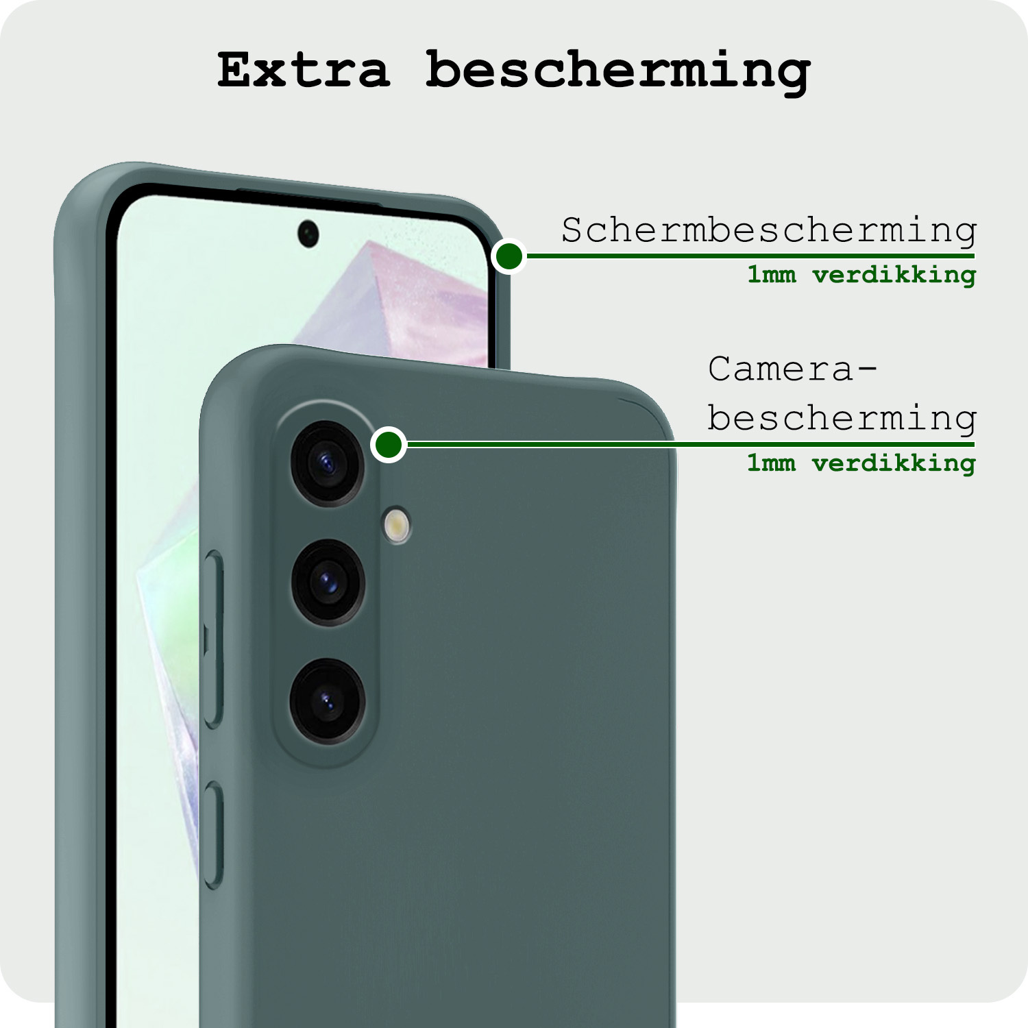 BASEY. Hoes Geschikt voor Samsung A35 Hoesje Siliconen Back Cover Case - Hoesje Geschikt voor Samsung Galaxy A35 5G Hoes Cover Hoesje - Donkergroen