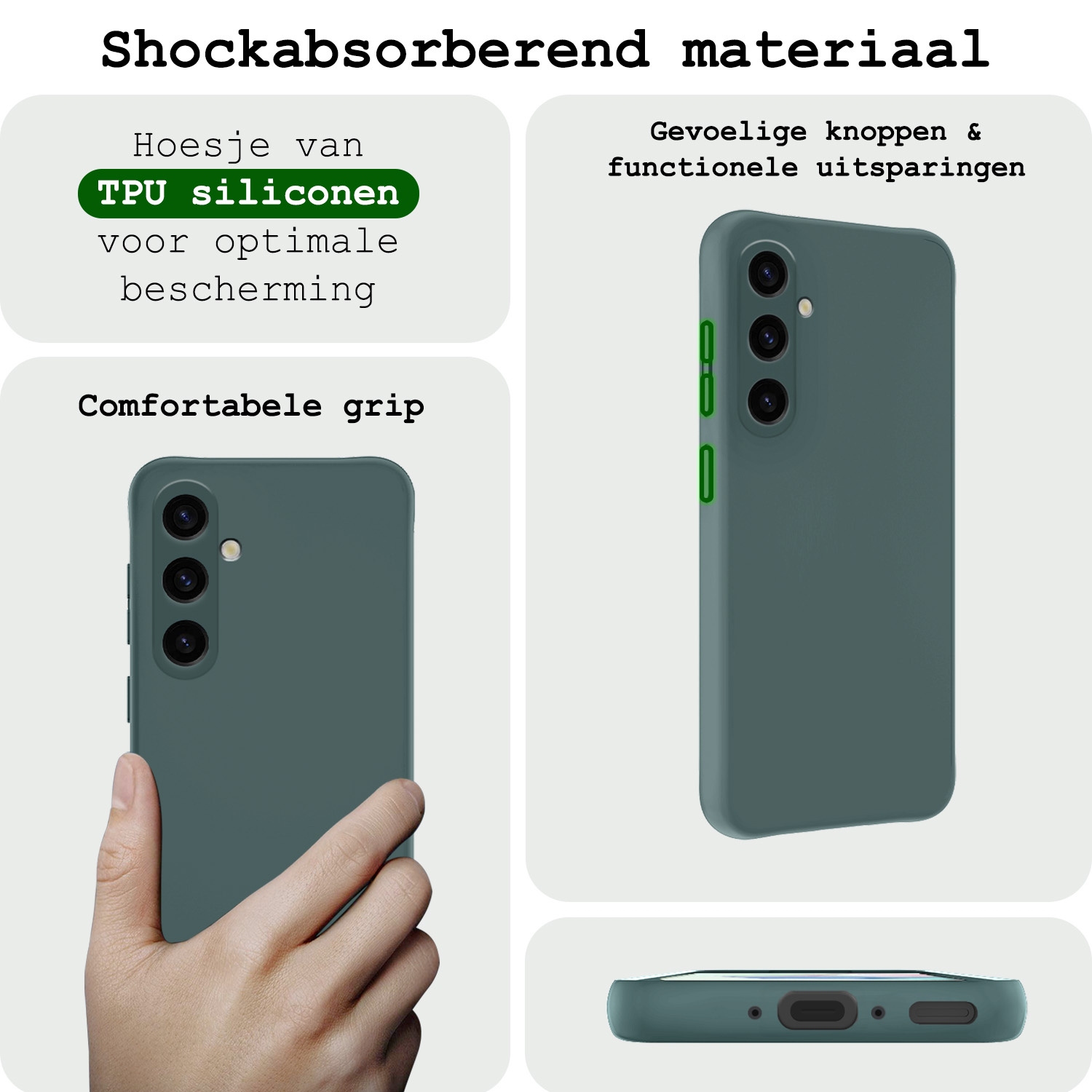 BASEY. Hoes Geschikt voor Samsung A35 Hoesje Siliconen Back Cover Case - Hoesje Geschikt voor Samsung Galaxy A35 5G Hoes Cover Hoesje - Donkergroen