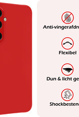 NoXx Hoes Geschikt voor Samsung A35 Hoesje Cover Siliconen Back Case Hoes Met Screenprotector - Rood