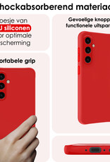 NoXx Hoes Geschikt voor Samsung A35 Hoesje Cover Siliconen Back Case Hoes Met Screenprotector - Rood