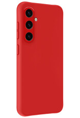NoXx Hoes Geschikt voor Samsung A35 Hoesje Cover Siliconen Back Case Hoes Met Screenprotector - Rood