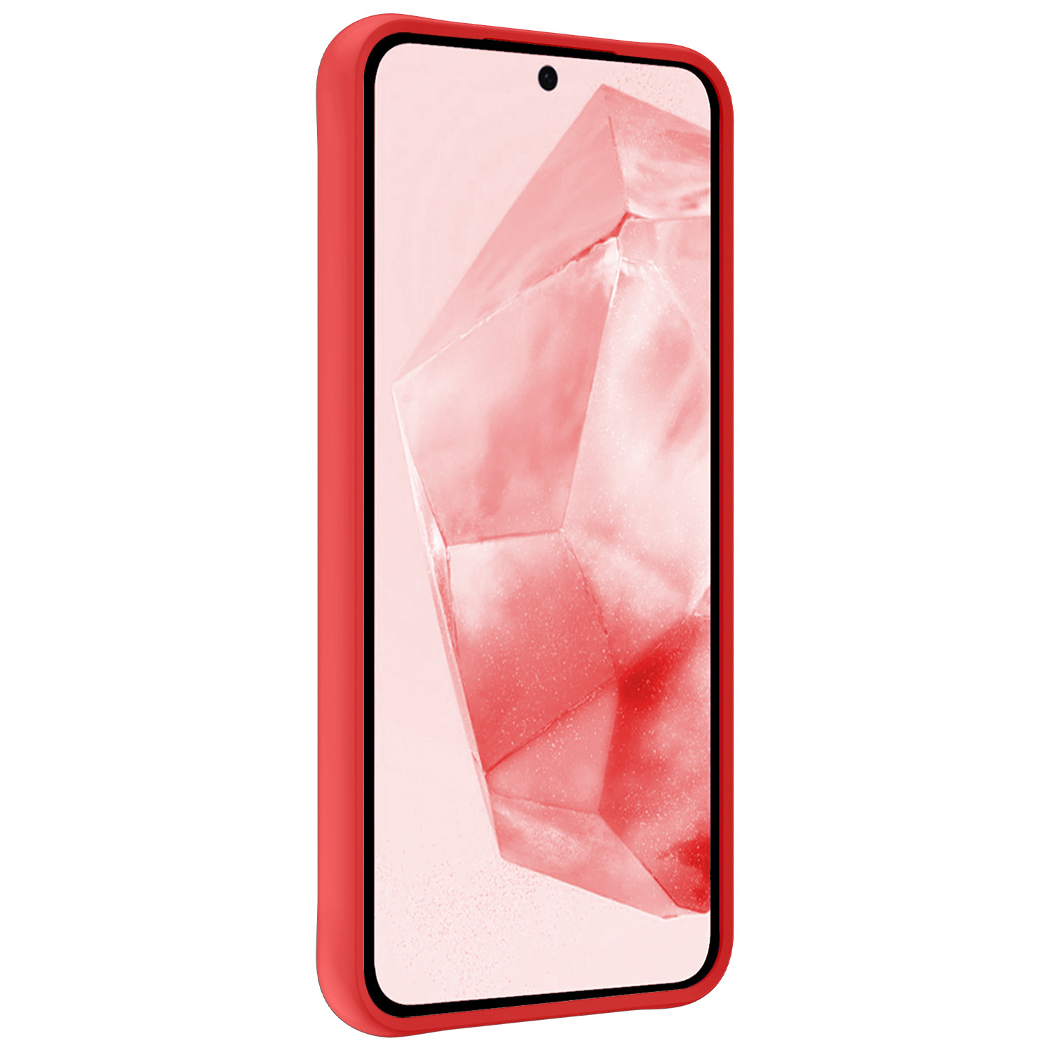 NoXx Hoes Geschikt voor Samsung A35 Hoesje Cover Siliconen Back Case Hoes Met Screenprotector - Rood
