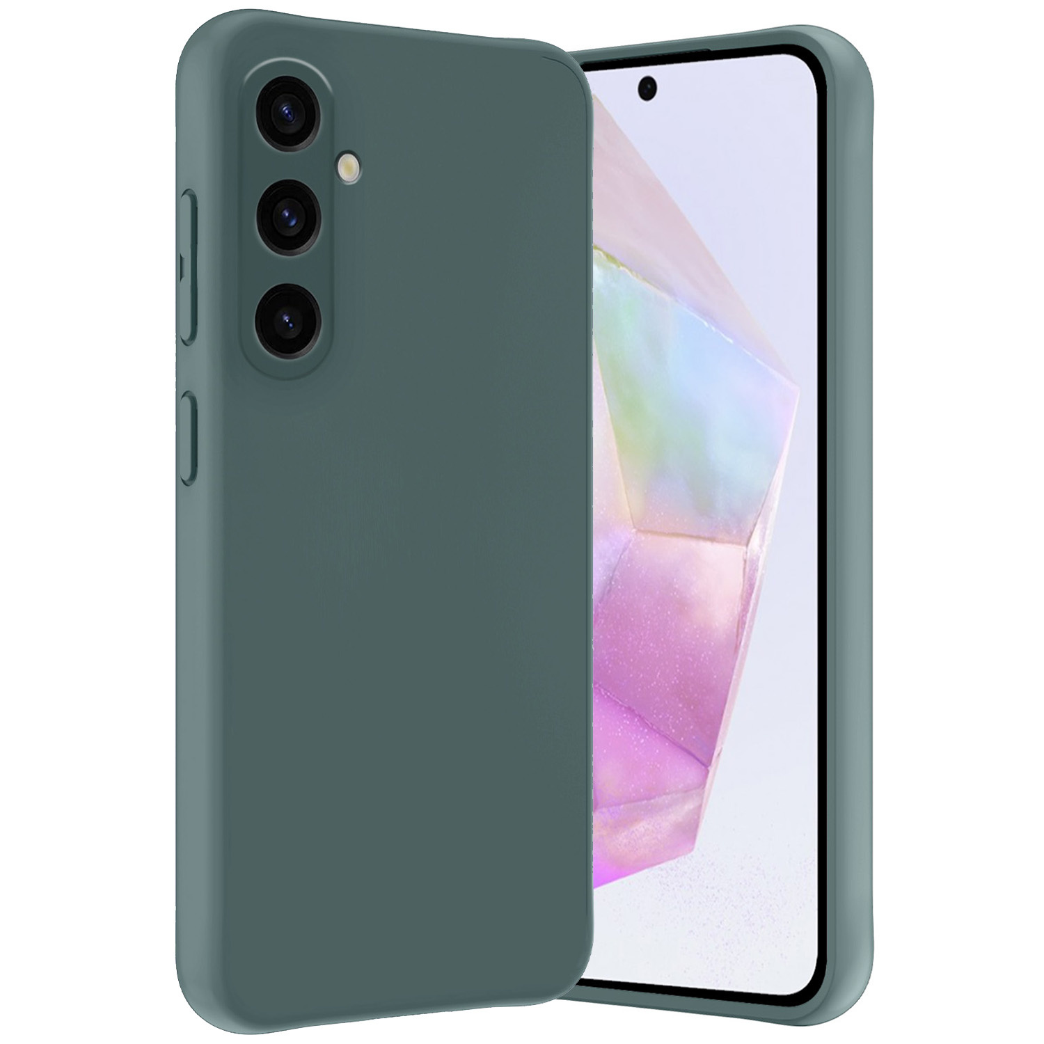 Nomfy Hoesje Geschikt voor Samsung A35 Hoesje Siliconen Cover Case - Hoes Geschikt voor Samsung Galaxy A35 5G Hoes Back Case - Donkergroen