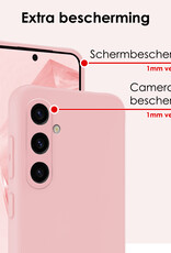 NoXx Hoes Geschikt voor Samsung A35 Hoesje Cover Siliconen Back Case Hoes Met Screenprotector - Lichtroze