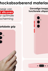 NoXx Hoes Geschikt voor Samsung A35 Hoesje Cover Siliconen Back Case Hoes Met Screenprotector - Lichtroze