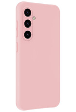 NoXx Hoes Geschikt voor Samsung A35 Hoesje Cover Siliconen Back Case Hoes Met Screenprotector - Lichtroze