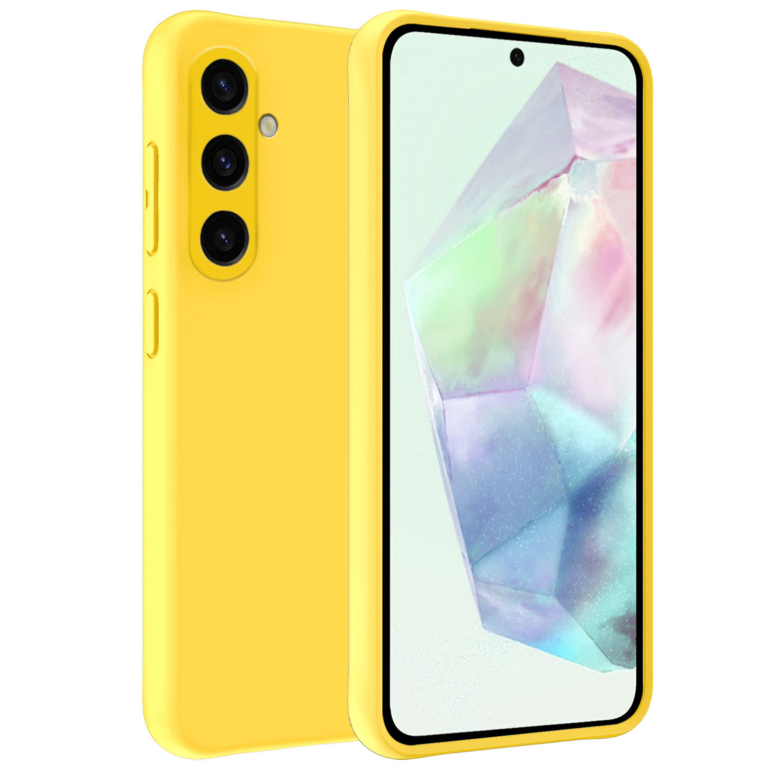 BASEY. Hoes Geschikt voor Samsung A35 Hoesje Siliconen Back Cover Case - Hoesje Geschikt voor Samsung Galaxy A35 5G Hoes Cover Hoesje - Geel