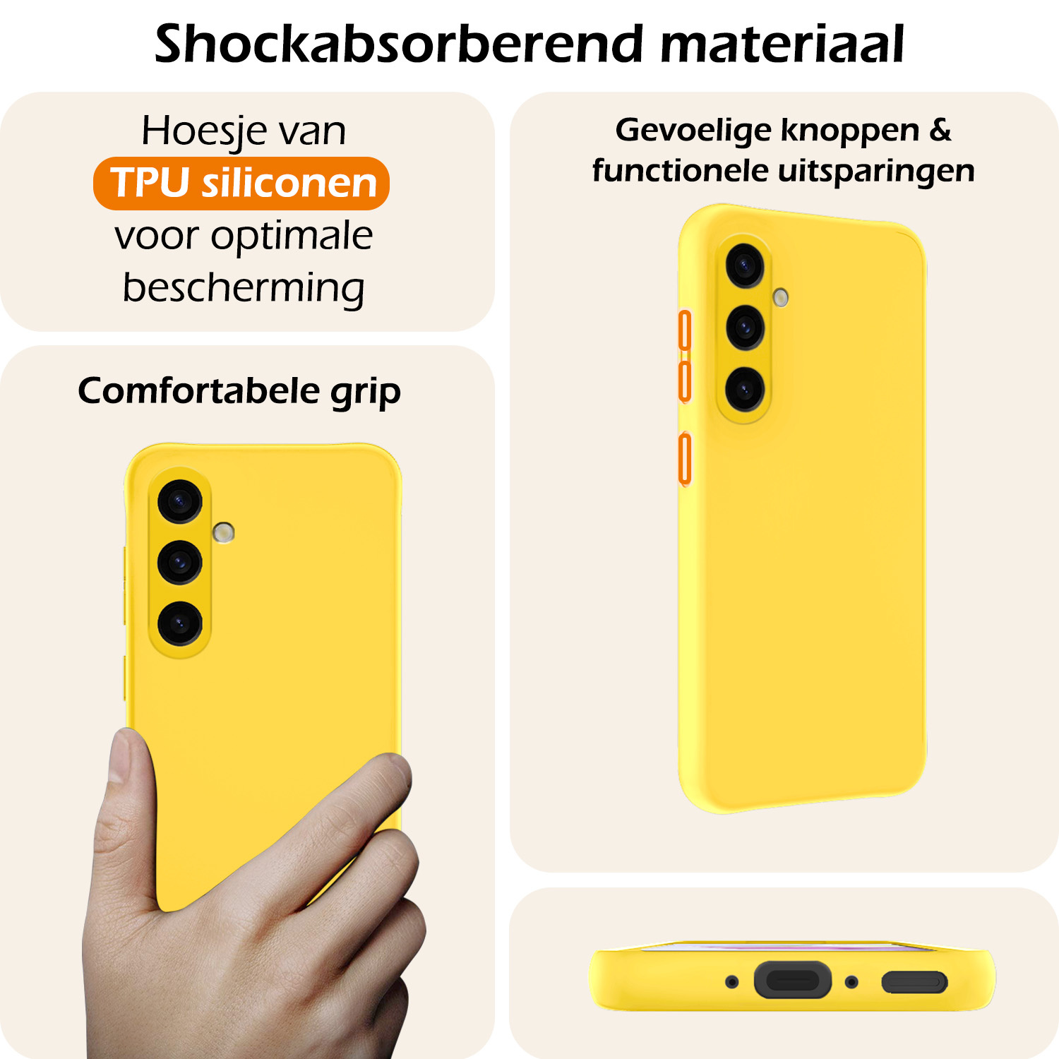 Nomfy Hoesje Geschikt voor Samsung A35 Hoesje Siliconen Cover Case - Hoes Geschikt voor Samsung Galaxy A35 5G Hoes Back Case - Geel