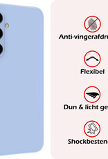 NoXx Hoes Geschikt voor Samsung A35 Hoesje Cover Siliconen Back Case Hoes Met Screenprotector - Lichtblauw