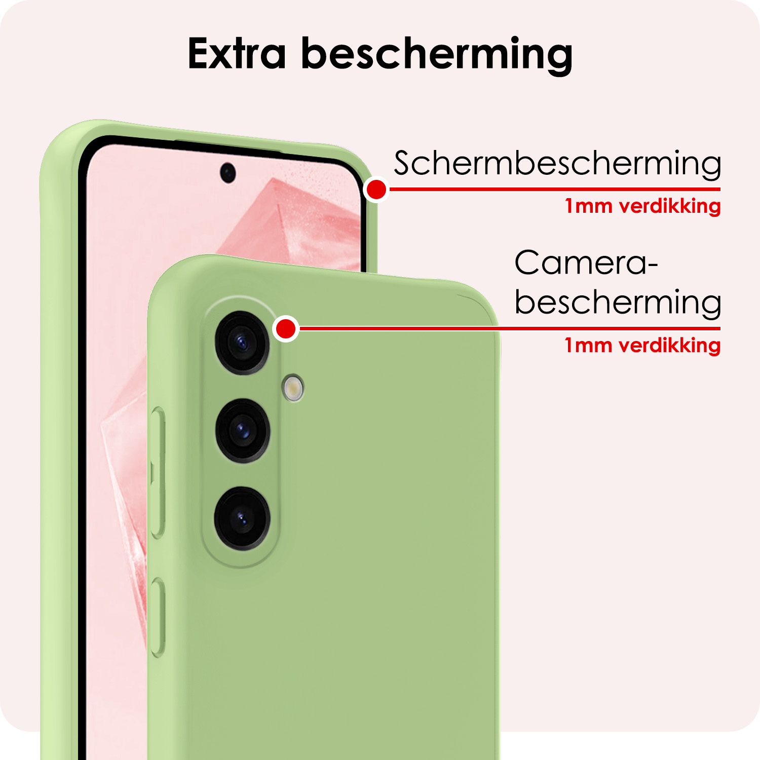 NoXx Hoes Geschikt voor Samsung A35 Hoesje Cover Siliconen Back Case Hoes Met Screenprotector - Groen