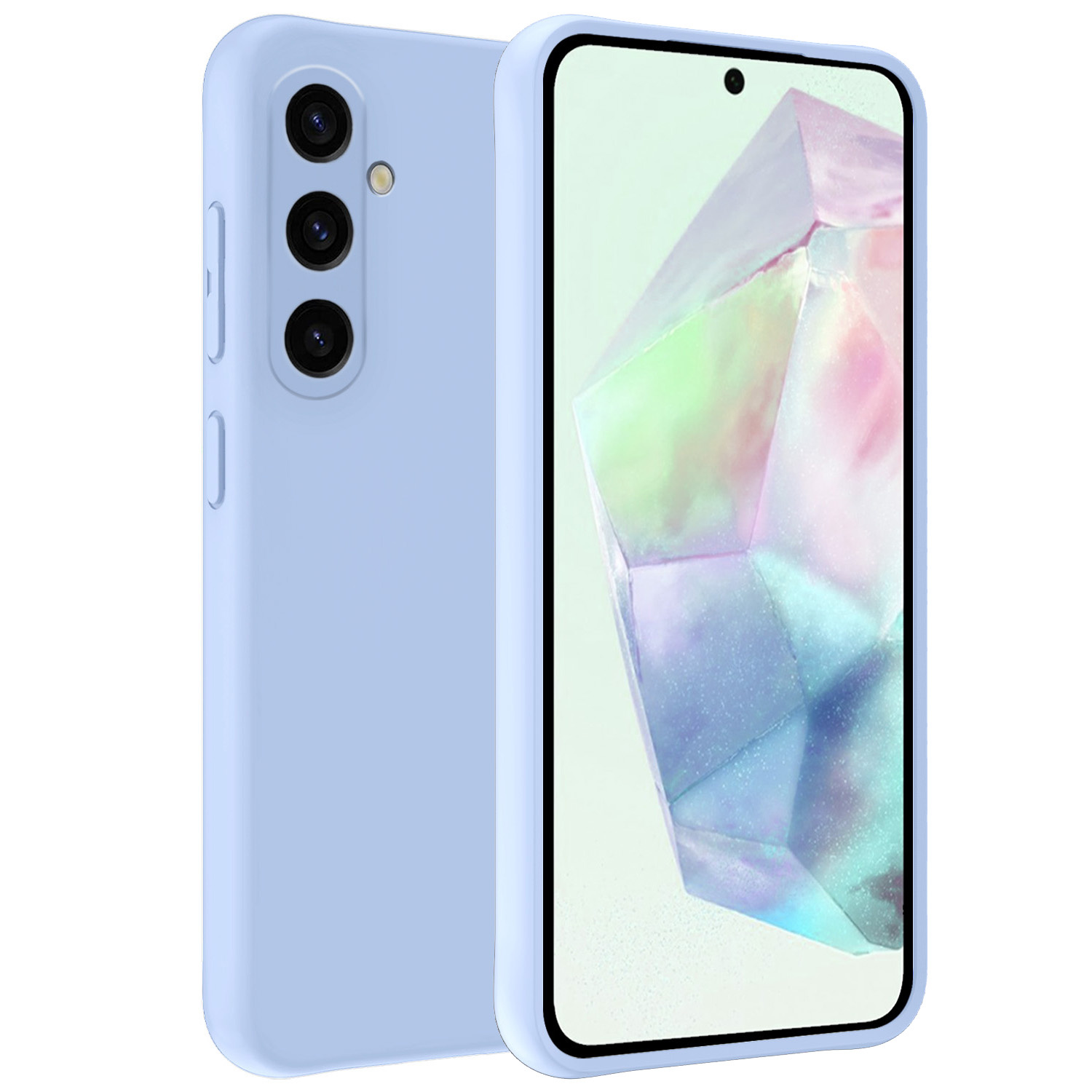 BASEY. Hoes Geschikt voor Samsung A35 Hoesje Siliconen Back Cover Case - Hoesje Geschikt voor Samsung Galaxy A35 5G Hoes Cover Hoesje - Lichtblauw