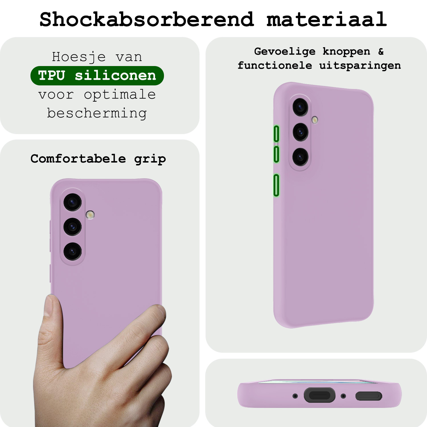 BASEY. Hoes Geschikt voor Samsung A35 Hoesje Siliconen Back Cover Case - Hoesje Geschikt voor Samsung Galaxy A35 5G Hoes Cover Hoesje - Lila