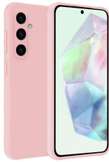 BASEY. Hoes Geschikt voor Samsung A35 Hoesje Siliconen Back Cover Case - Hoesje Geschikt voor Samsung Galaxy A35 5G Hoes Cover Hoesje - Lichtroze