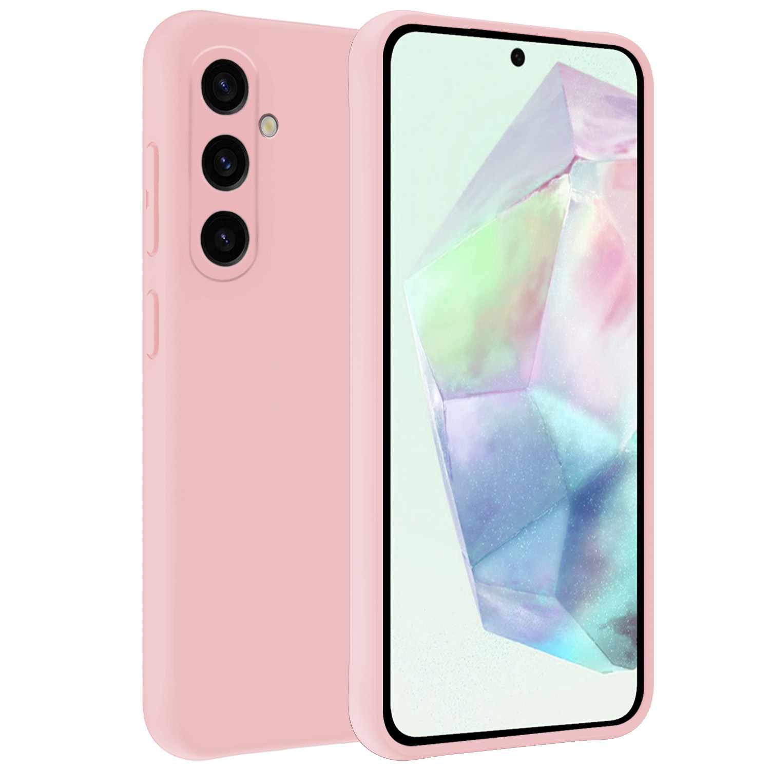 BASEY. Hoes Geschikt voor Samsung A35 Hoesje Siliconen Back Cover Case - Hoesje Geschikt voor Samsung Galaxy A35 5G Hoes Cover Hoesje - Lichtroze