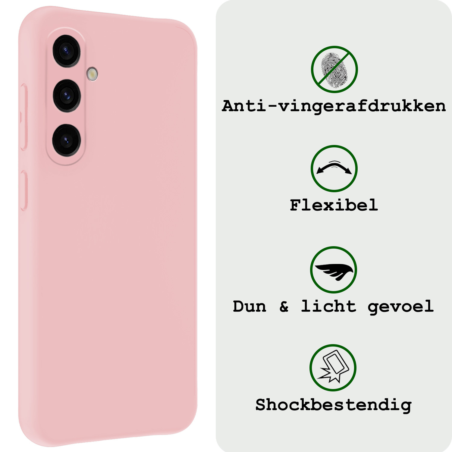 BASEY. Hoes Geschikt voor Samsung A35 Hoesje Siliconen Back Cover Case - Hoesje Geschikt voor Samsung Galaxy A35 5G Hoes Cover Hoesje - Lichtroze