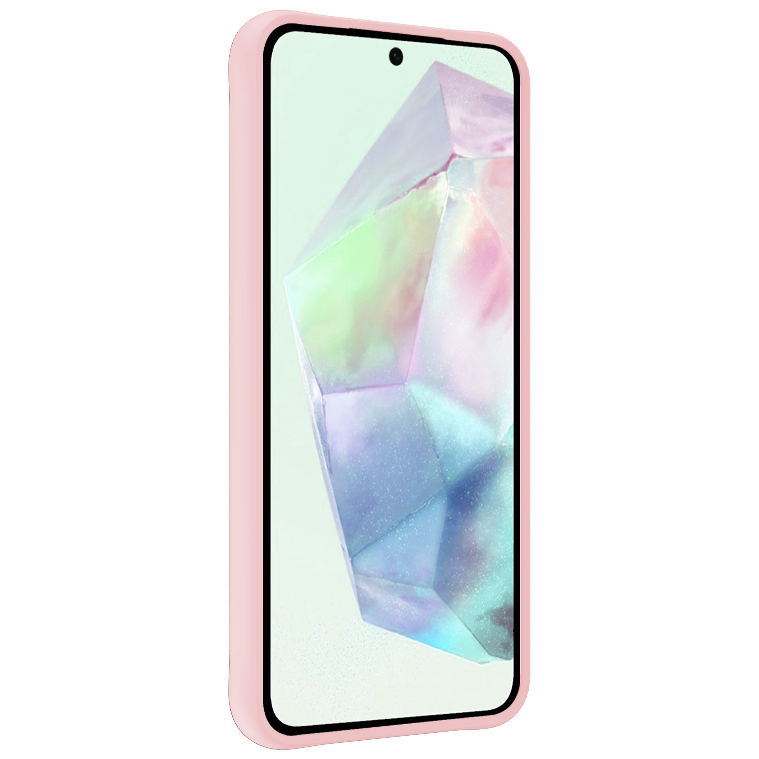 BASEY. Hoes Geschikt voor Samsung A35 Hoesje Siliconen Back Cover Case - Hoesje Geschikt voor Samsung Galaxy A35 5G Hoes Cover Hoesje - Lichtroze