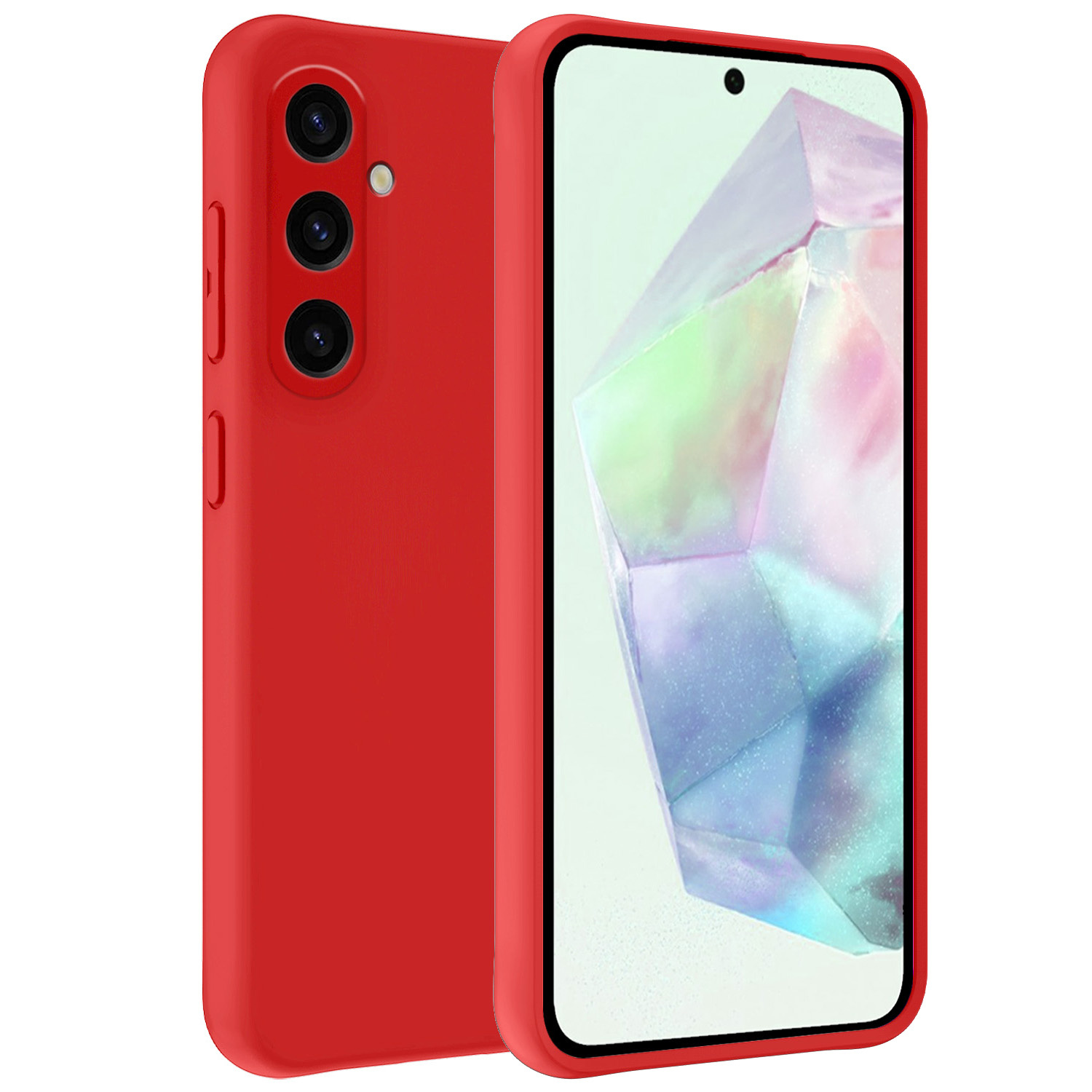 BASEY. Hoes Geschikt voor Samsung A35 Hoesje Siliconen Back Cover Case - Hoesje Geschikt voor Samsung Galaxy A35 5G Hoes Cover Hoesje - Rood