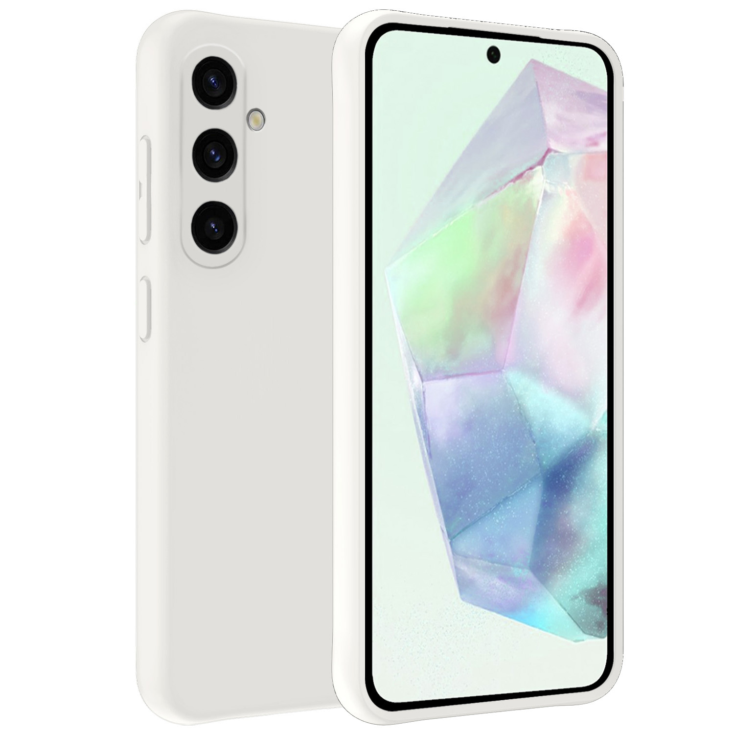 BASEY. Hoes Geschikt voor Samsung A35 Hoesje Siliconen Back Cover Case - Hoesje Geschikt voor Samsung Galaxy A35 5G Hoes Cover Hoesje - Wit