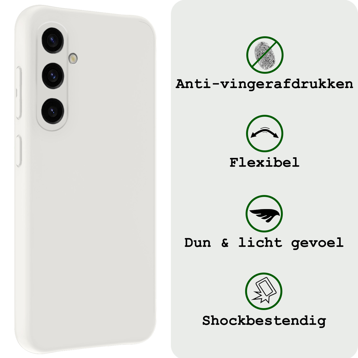 BASEY. Hoes Geschikt voor Samsung A35 Hoesje Siliconen Back Cover Case - Hoesje Geschikt voor Samsung Galaxy A35 5G Hoes Cover Hoesje - Wit