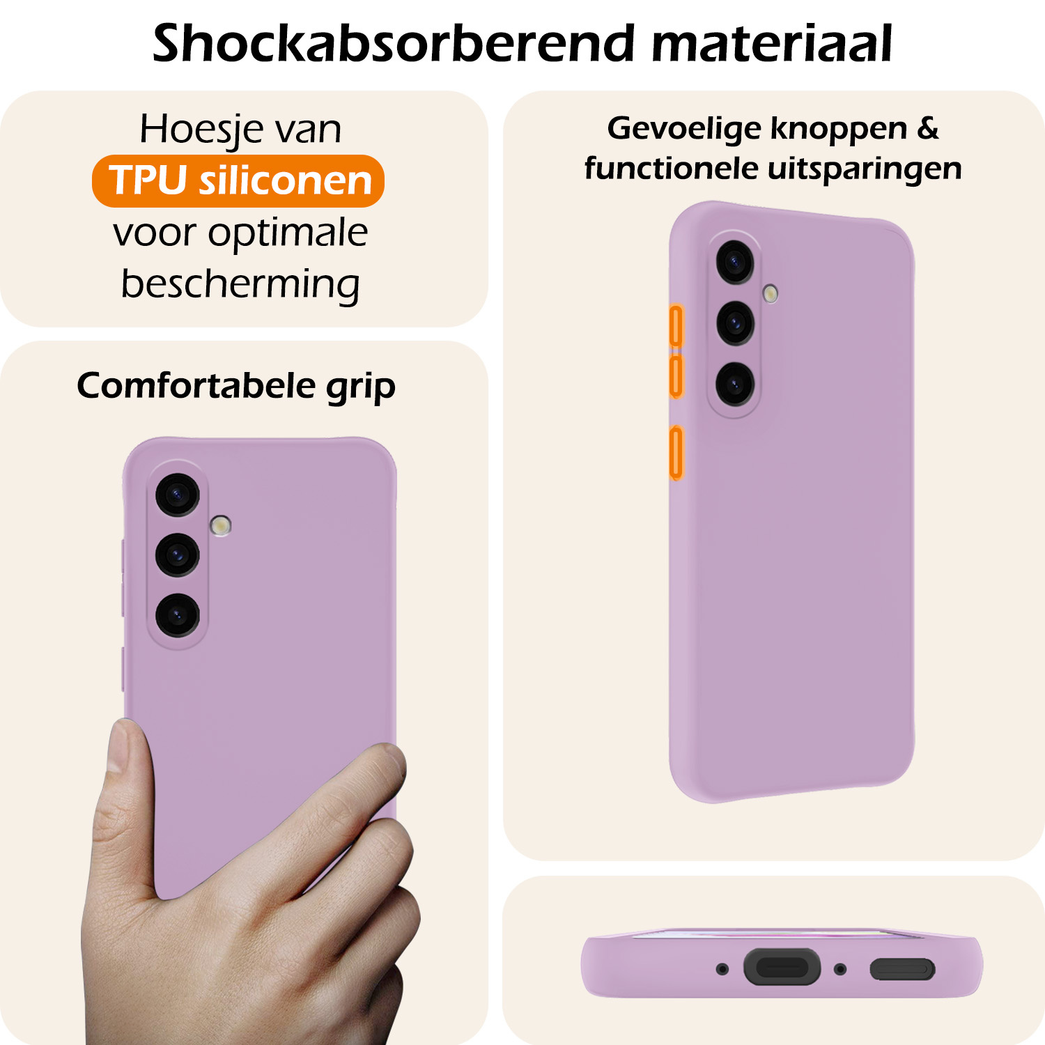 Nomfy Hoesje Geschikt voor Samsung A35 Hoesje Siliconen Cover Case - Hoes Geschikt voor Samsung Galaxy A35 5G Hoes Back Case - Lila