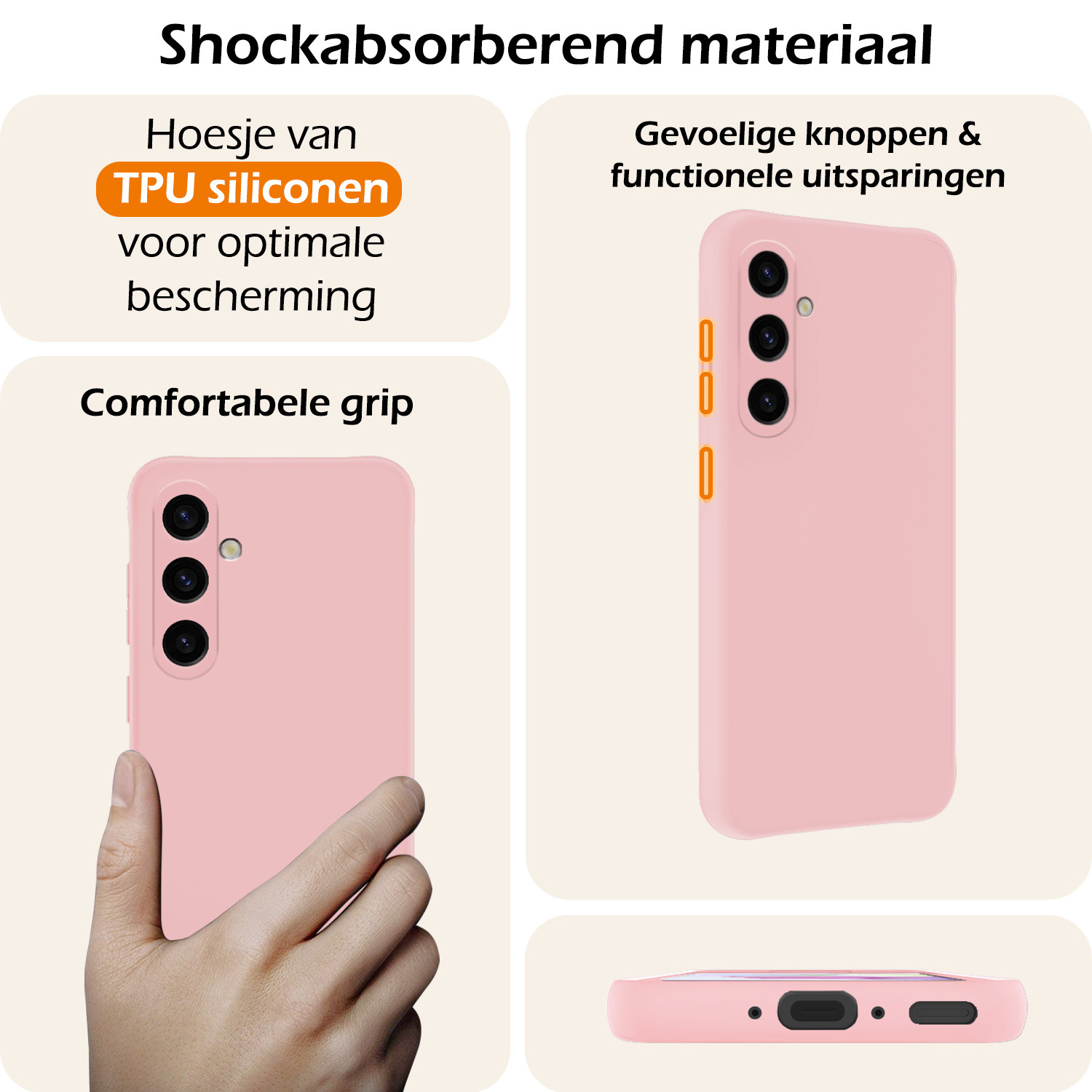 Nomfy Hoesje Geschikt voor Samsung A35 Hoesje Siliconen Cover Case - Hoes Geschikt voor Samsung Galaxy A35 5G Hoes Back Case - Lichtroze