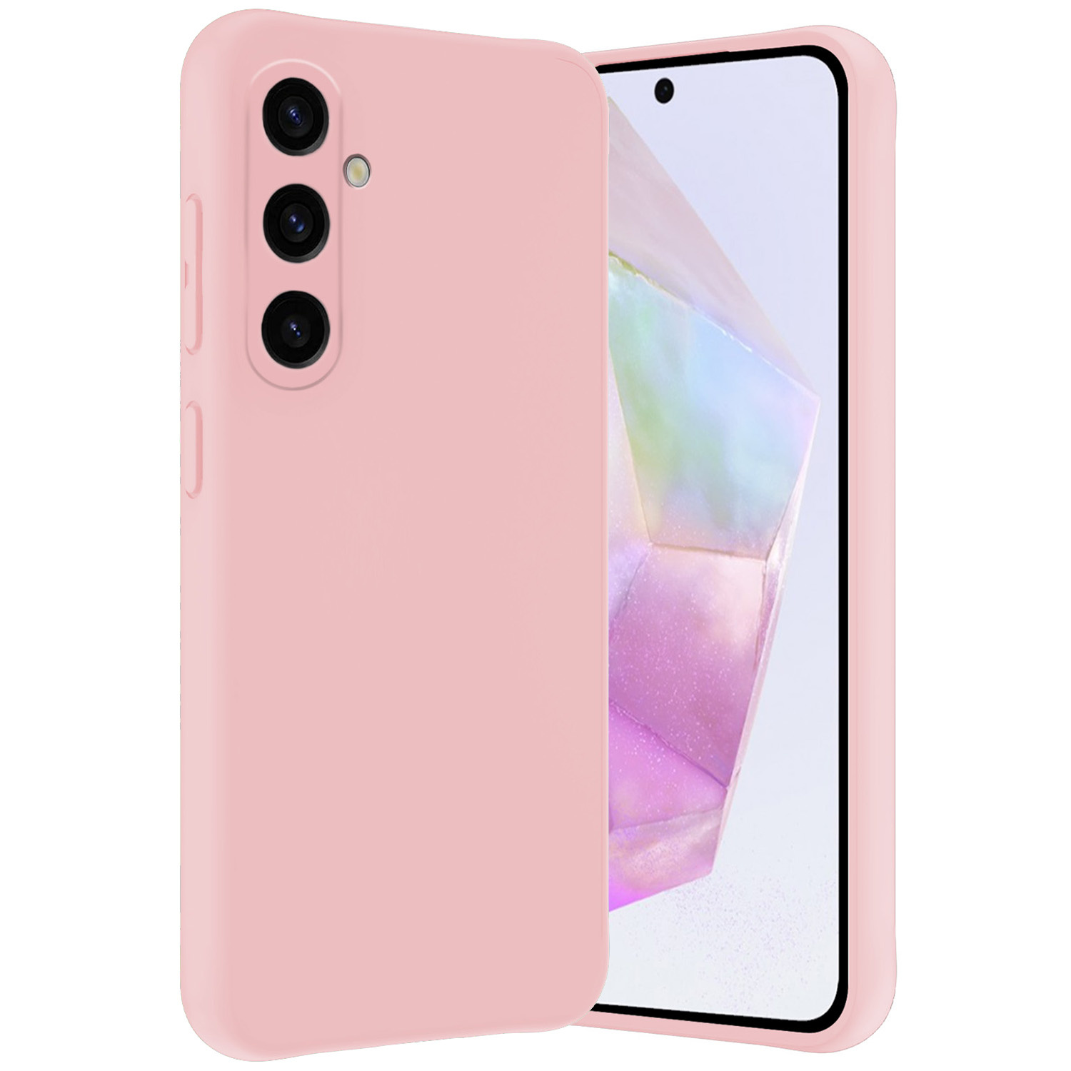 Nomfy Hoesje Geschikt voor Samsung A35 Hoesje Siliconen Cover Case - Hoes Geschikt voor Samsung Galaxy A35 5G Hoes Back Case - Lichtroze