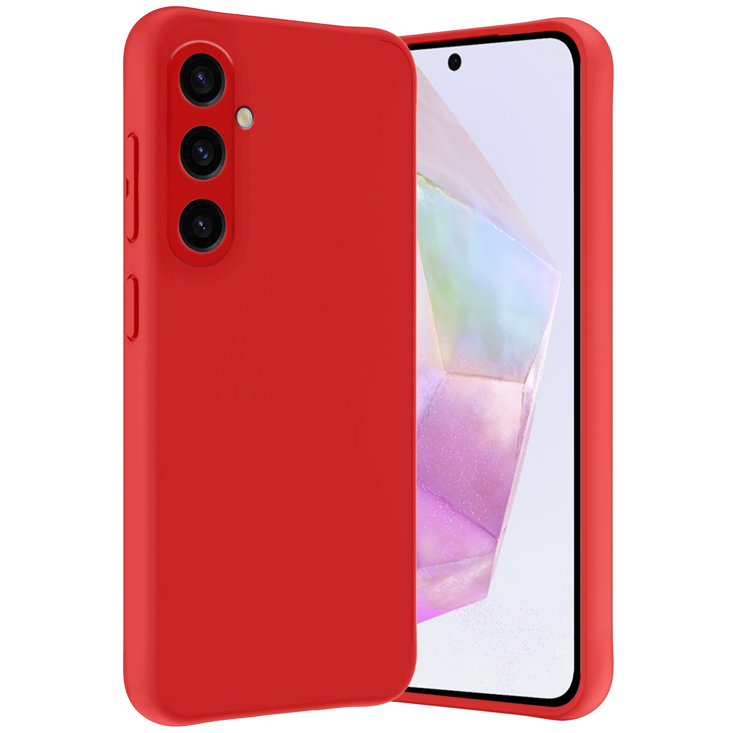 Nomfy Hoesje Geschikt voor Samsung A35 Hoesje Siliconen Cover Case - Hoes Geschikt voor Samsung Galaxy A35 5G Hoes Back Case - Rood