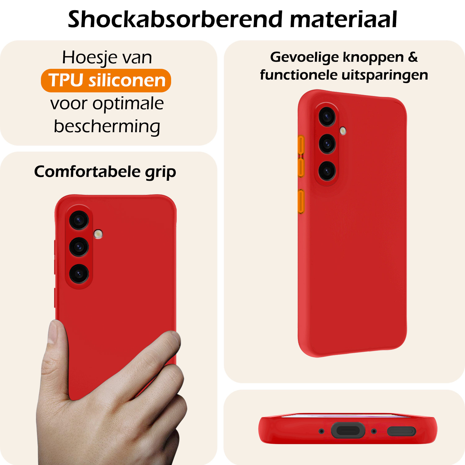Nomfy Hoesje Geschikt voor Samsung A35 Hoesje Siliconen Cover Case - Hoes Geschikt voor Samsung Galaxy A35 5G Hoes Back Case - Rood