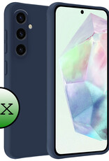BASEY. Hoes Geschikt voor Samsung A35 Hoesje Siliconen Back Cover Case - Hoesje Geschikt voor Samsung Galaxy A35 5G Hoes Cover Hoesje - Donkerblauw - 2 Stuks
