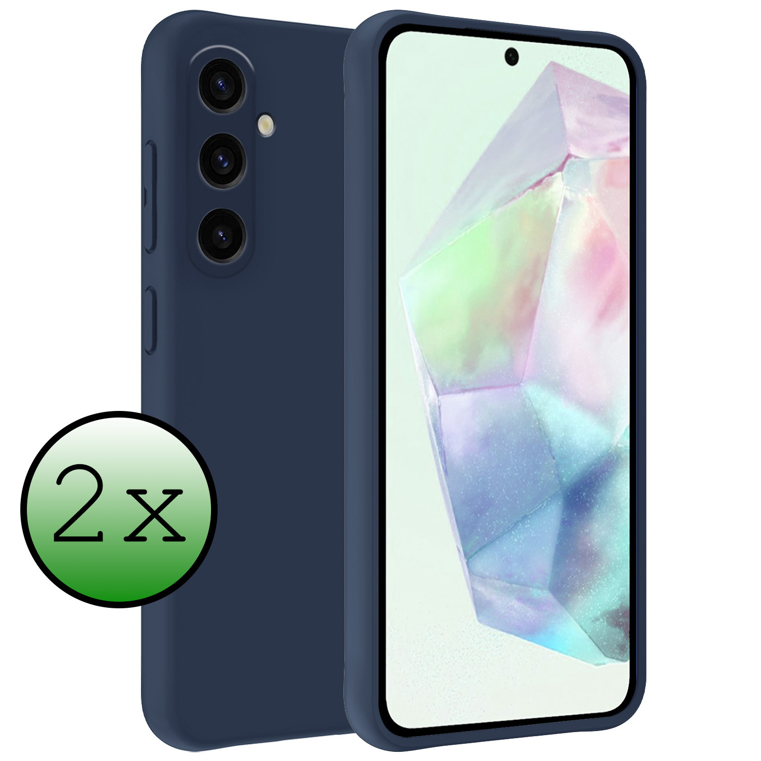 BASEY. Hoes Geschikt voor Samsung A35 Hoesje Siliconen Back Cover Case - Hoesje Geschikt voor Samsung Galaxy A35 5G Hoes Cover Hoesje - Donkerblauw - 2 Stuks